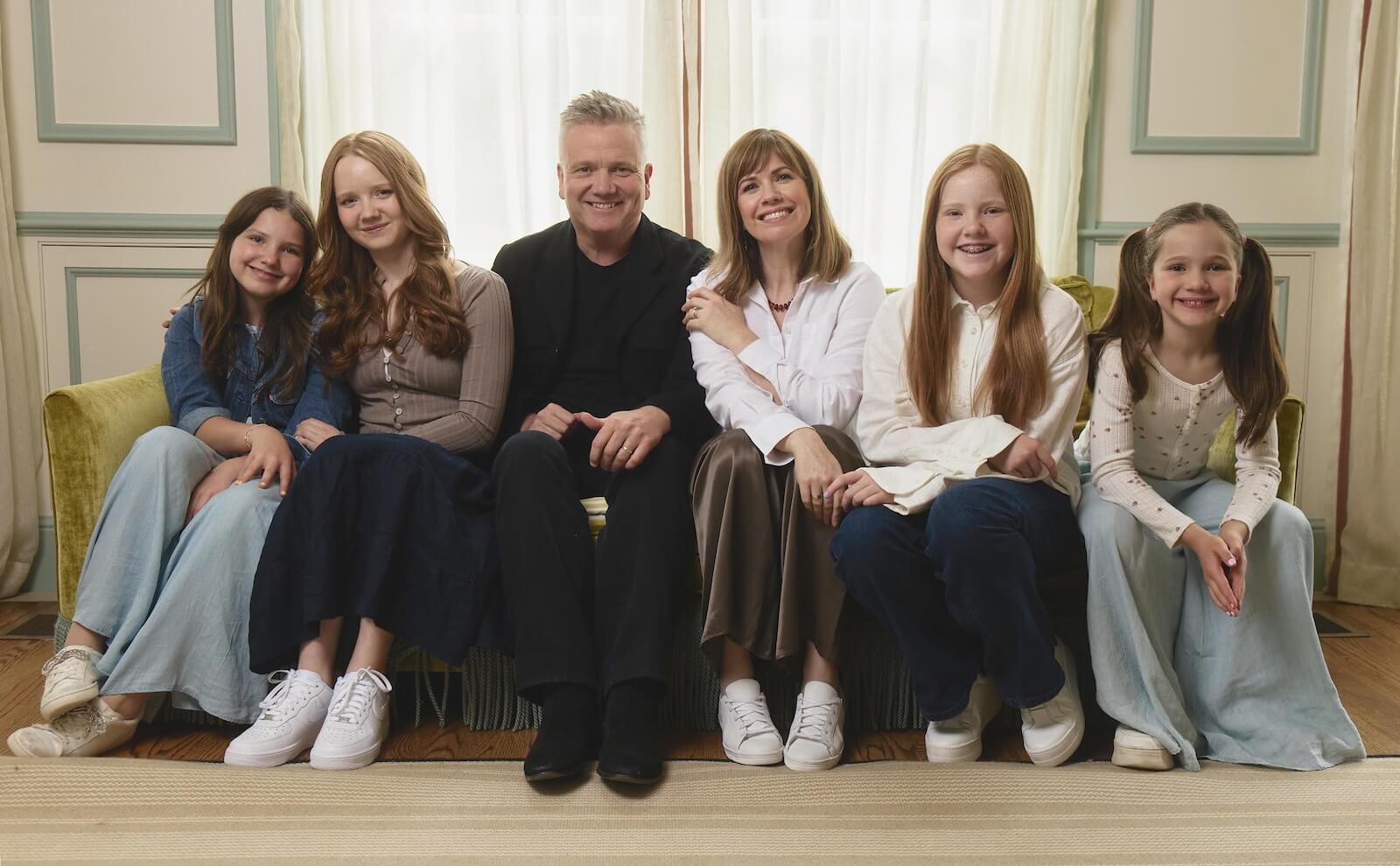 The Getty family gathered together for Family Hymn of the Month